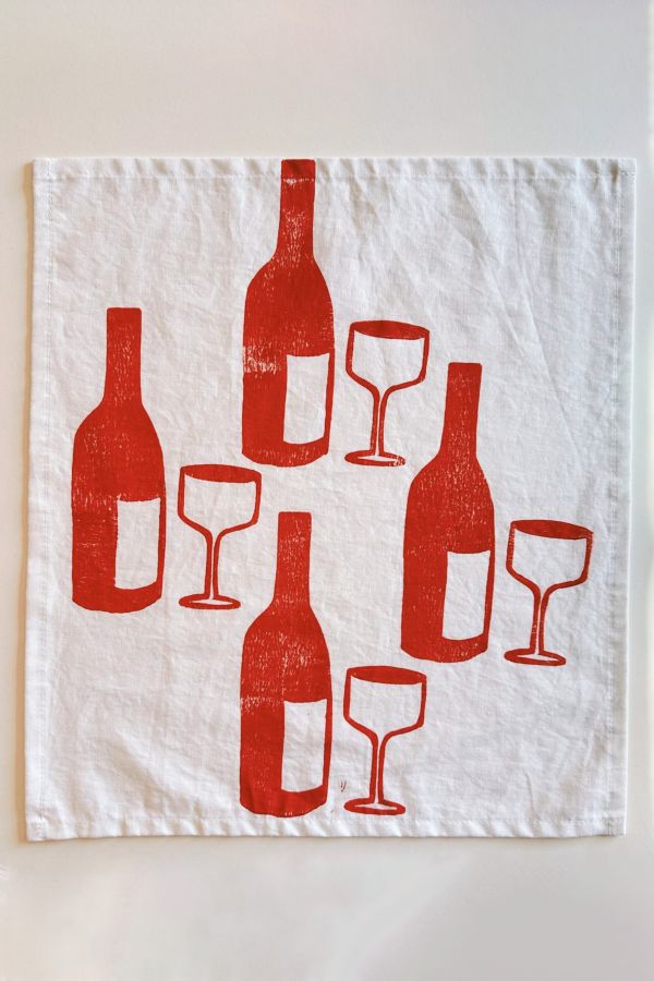 Slide View: 3: Julie Peach Block Printed Wine Napkin Set