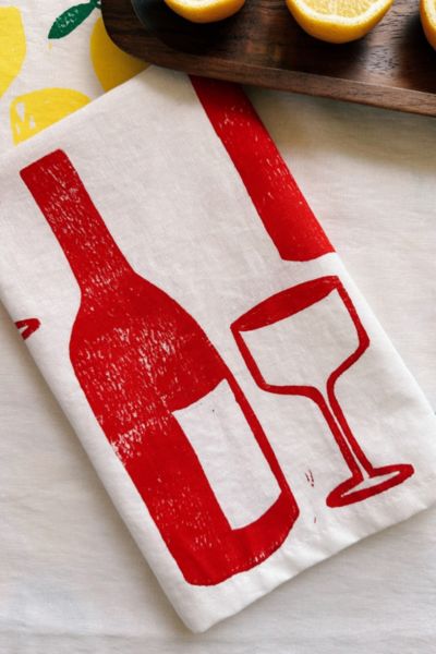 Julie Peach Block Printed Wine Napkin Set