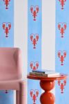 Thumbnail View 1: ShowMeMars Red Lobsters On Blue Stripes Removable Wallpaper