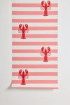 Thumbnail View 2: ShowMeMars Lobster Nautical Stripes Removable Wallpaper