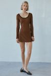 Thumbnail View 4: UO Tashie Ribbed Knit Open Back Long Sleeve Mini Dress