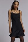 Thumbnail View 1: Glamorous Black Satin Strappy Mini Dress