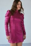 Thumbnail View 5: Glamorous Pink Sequin Mockneck Long Sleeve Mini Dress