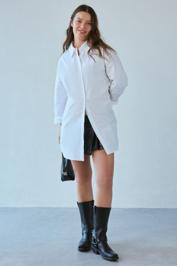 Slide View: 1: Glamorous White Button-Down Shirt Mini Dress