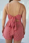 Thumbnail View 2: Glamorous Cherries + Checks Tie-Back Satin Romper