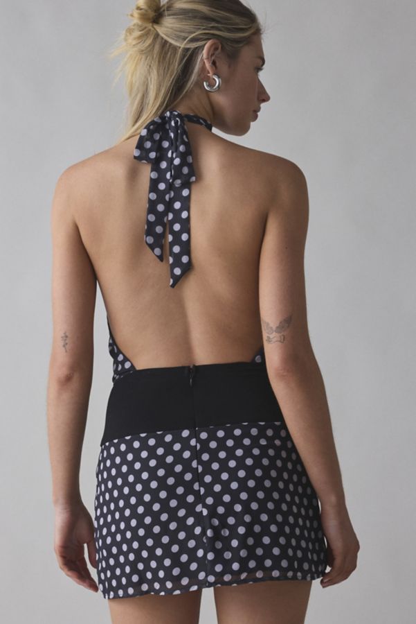 Slide View: 2: Motel Valina Polka Dot Halter Mini Dress