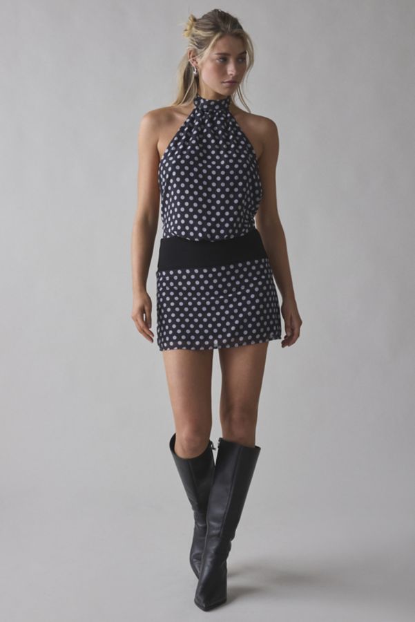 Slide View: 4: Motel Valina Polka Dot Halter Mini Dress