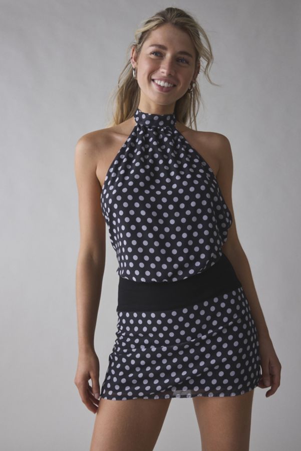 Slide View: 1: Motel Valina Polka Dot Halter Mini Dress