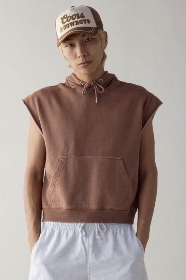 Slide View: 1: BDG Bonfire Cutoff Cropped Hoodie Sweatshirt