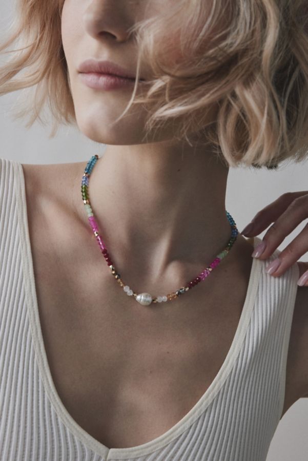 Slide View: 1: Sicily Pearl Beaded Necklace