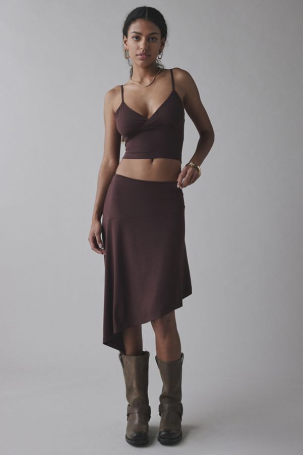 Slide View: 1: UO Sasha Open-Back Tank Top + Asymmetric Midi Skirt Knit Set