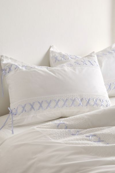 Eyelet Laced Detail Sham Set