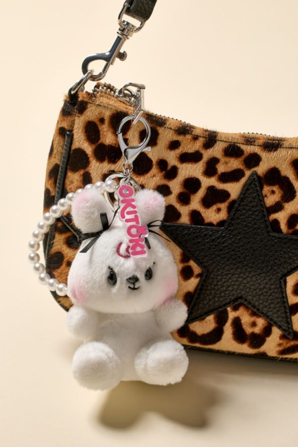 Slide View: 1: Okitoki Blushing Bunny Pearl Plushie Keychain