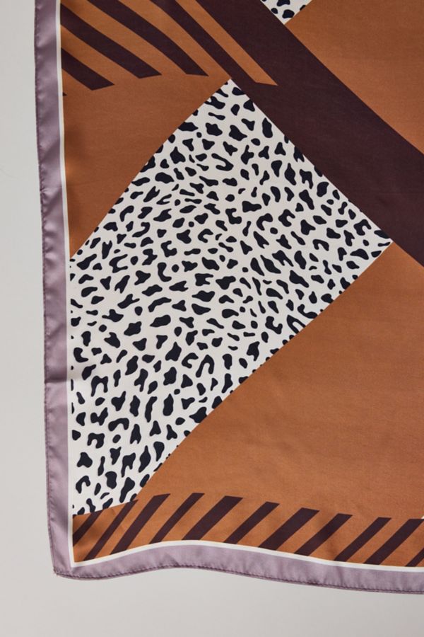 Slide View: 2: Striped Animal Print Mix Silky Bandana