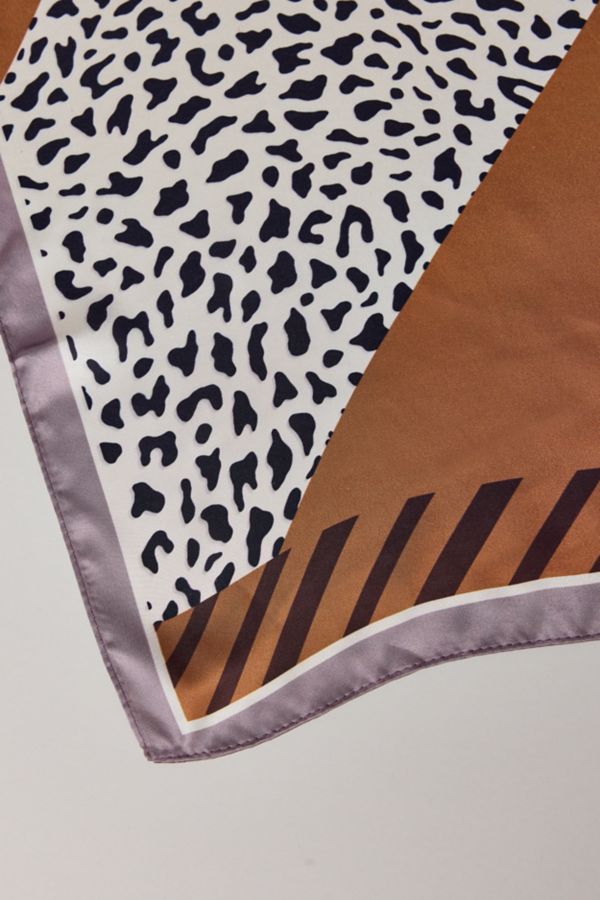 Slide View: 3: Striped Animal Print Mix Silky Bandana