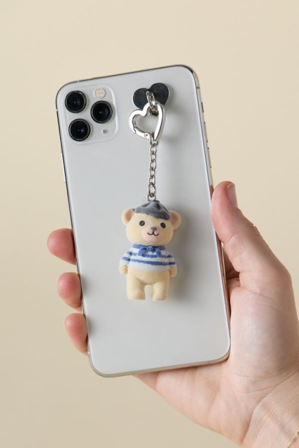 Slide View: 2: Beret Bear Textural Flocked Keychain