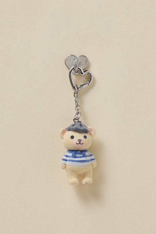 Slide View: 1: Beret Bear Textural Flocked Keychain