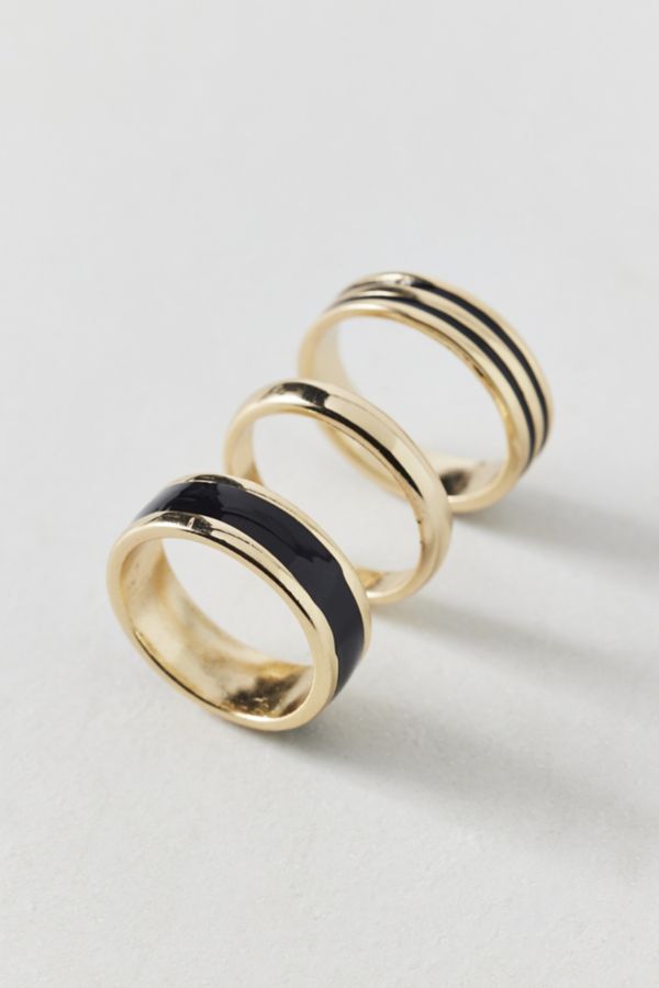 Slide View: 1: Cigar Band Stainless Steel Ring Set