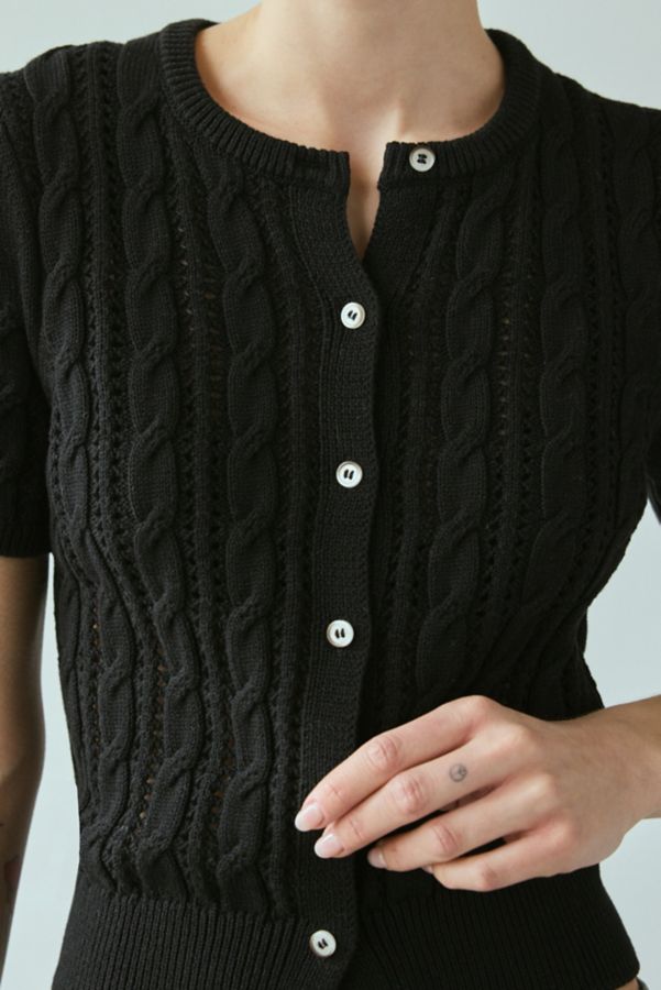 Slide View: 2: Kimchi Blue Vivian Cable Knit Short Sleeve Cardigan