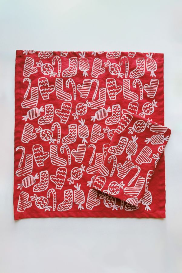 Slide View: 3: Julie Peach Block Printed Candy Stripe Napkin Set