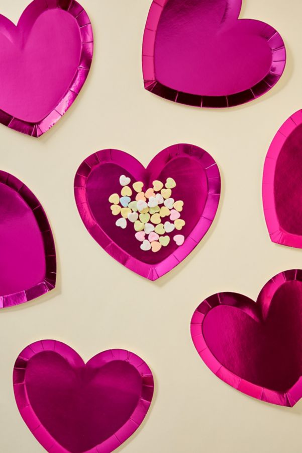 Slide View: 1: xo, Fetti Heart Shaped Disposable Plate Set