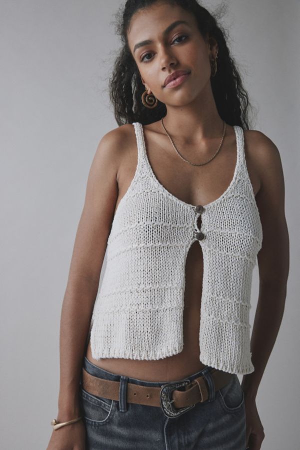 Slide View: 4: Kimchi Blue Kiara Split-Front Flyaway Sweater Tank Top