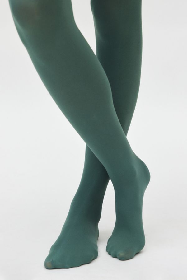 Slide View: 2: Dark Green Classic Opaque Tights