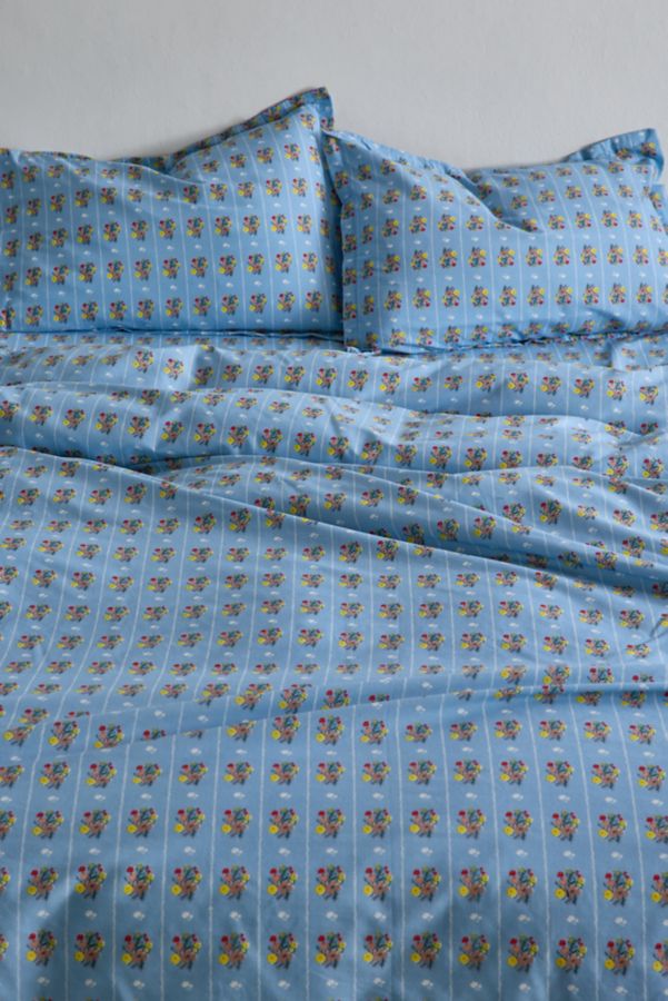 Slide View: 1: Alison Janssen For Society 6 Studio Bright Posies & Stripe Brushed Cotton Duvet Set