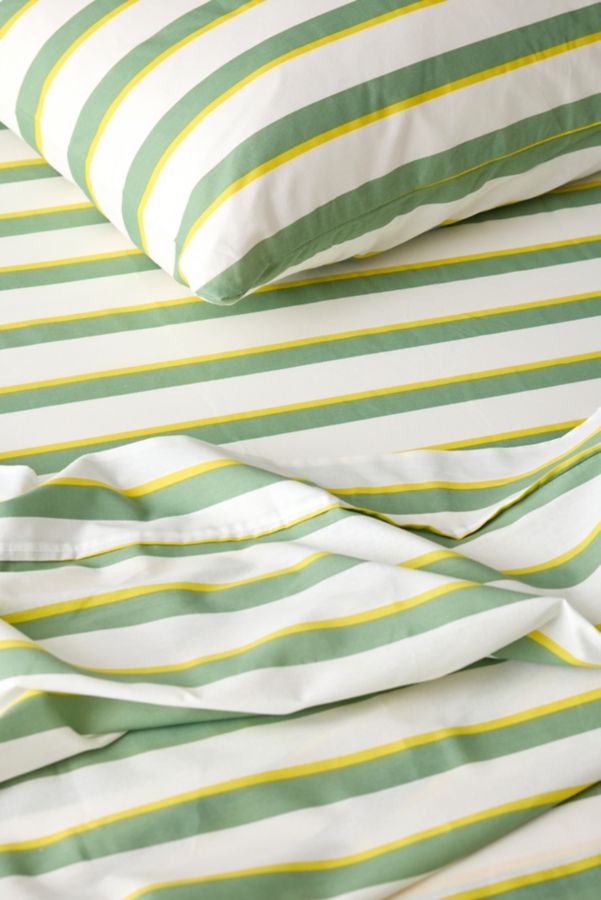 Slide View: 2: Society 6 Off-Set Stripe Brushed Cotton Sheet Set