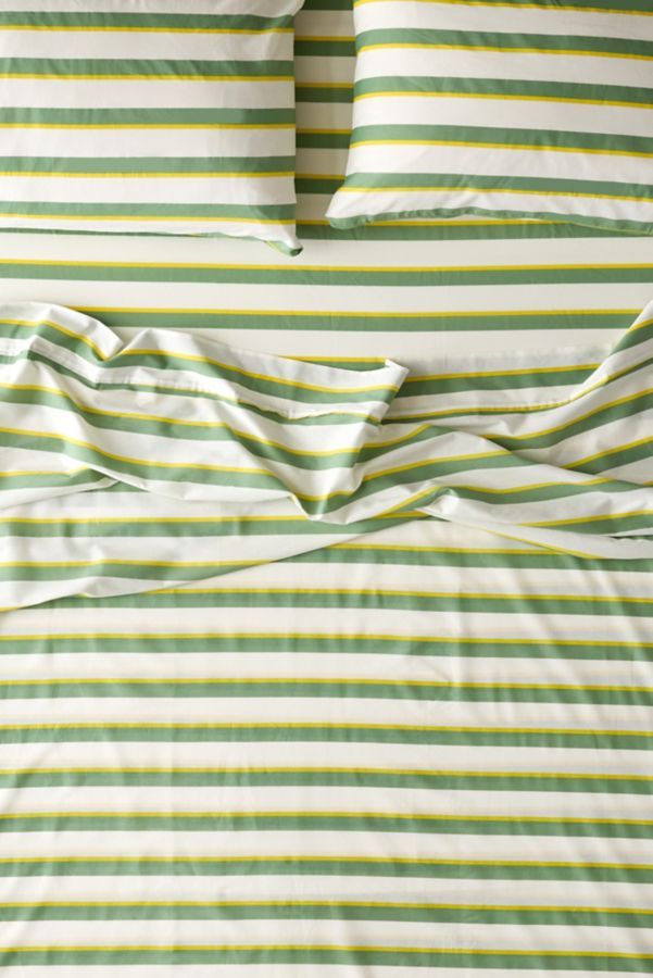 Slide View: 1: Society 6 Off-Set Stripe Brushed Cotton Sheet Set