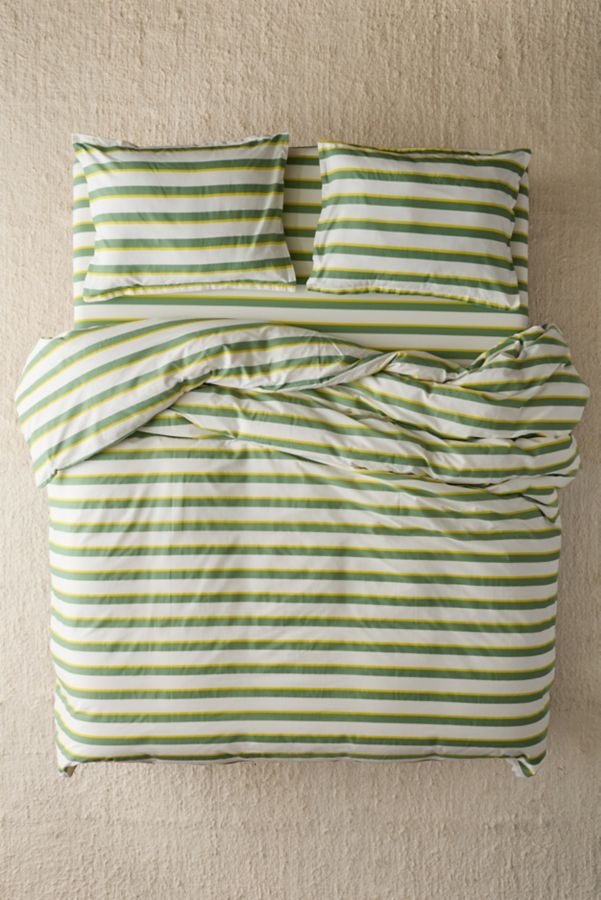 Slide View: 2: Society 6 Off-Set Stripe Brushed Cotton Duvet Set