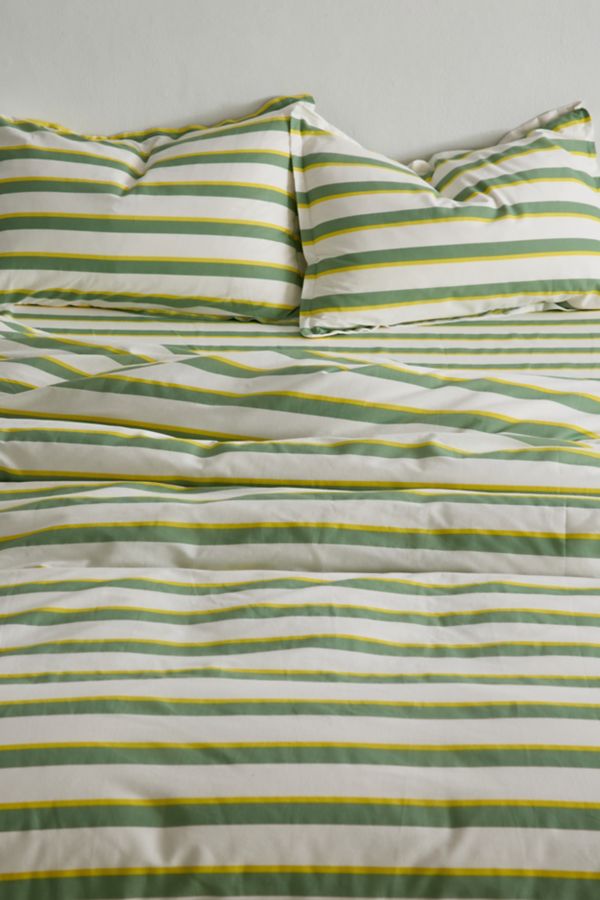 Slide View: 1: Society 6 Off-Set Stripe Brushed Cotton Duvet Set