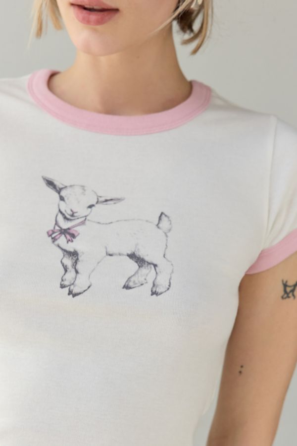 Slide View: 2: Kimchi Blue Too Perfect Baby Goat Graphic Ringer Baby Tee