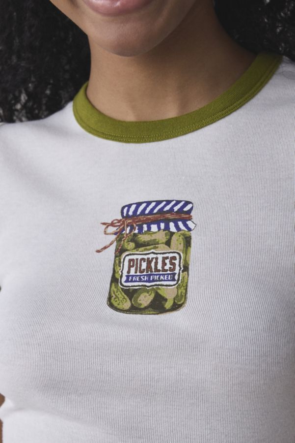 Slide View: 2: Kimchi Blue Too Perfect Pickles Graphic Ringer Baby Tee