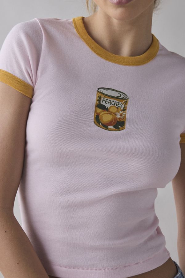 Slide View: 1: Kimchi Blue Too Perfect Peaches Graphic Ringer Baby Tee