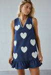 Thumbnail View 1: Birds Of A Feather Heart To Heart Denim Shift Mini Dress