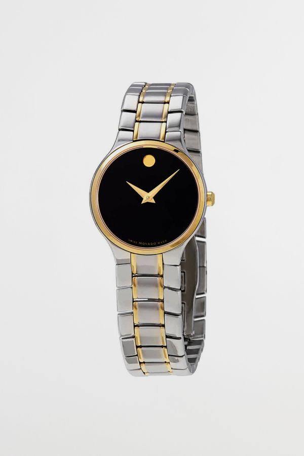 Slide View: 1: Movado Serio Quartz Black Dial Two-tone Watch