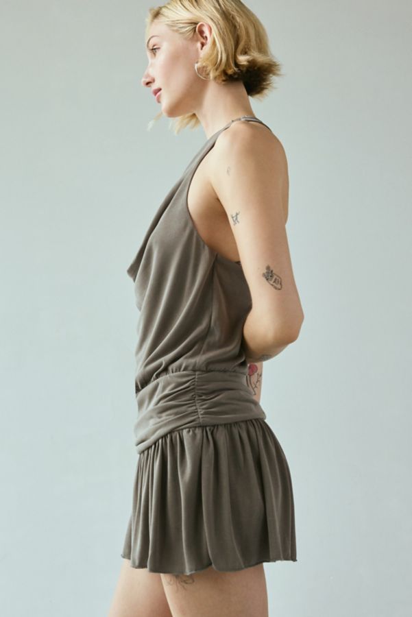 Slide View: 3: UO Pamela Cowl Neck Draped Knit Mini Romper