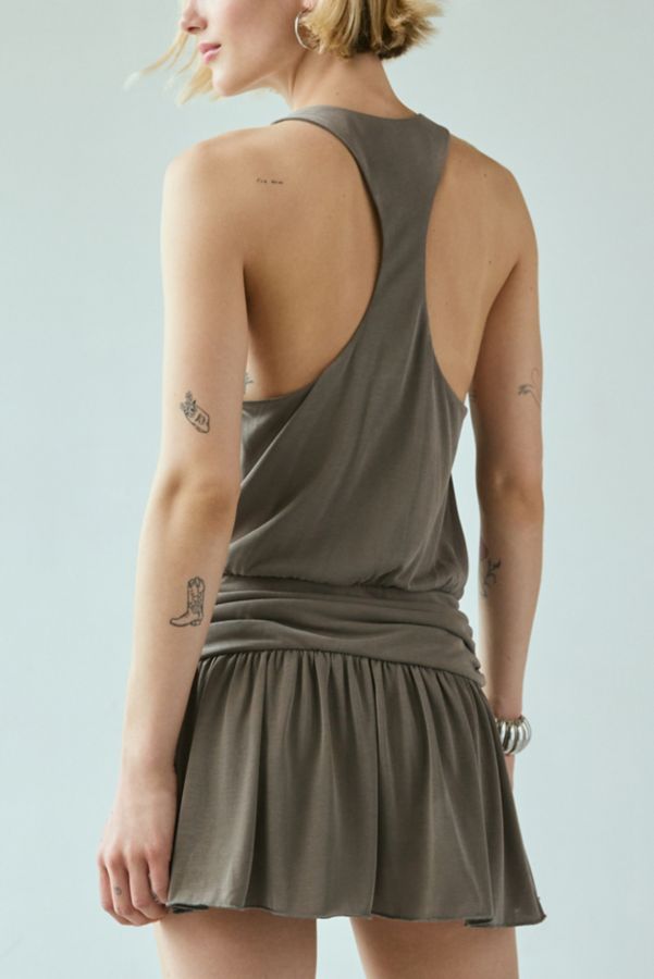 Slide View: 4: UO Pamela Cowl Neck Draped Knit Mini Romper