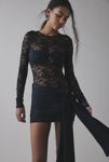 Thumbnail View 2: Lioness Midnight Sheer Lace Tie-Front Overlay Mini Dress