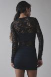 Thumbnail View 3: Lioness Midnight Sheer Lace Tie-Front Overlay Mini Dress