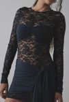 Thumbnail View 4: Lioness Midnight Sheer Lace Tie-Front Overlay Mini Dress