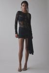 Thumbnail View 1: Lioness Midnight Sheer Lace Tie-Front Overlay Mini Dress