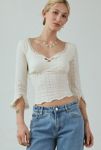 Thumbnail View 1: Kimchi Blue Zarina 3/4 Bell Sleeve Eyelet Knit Crop Top