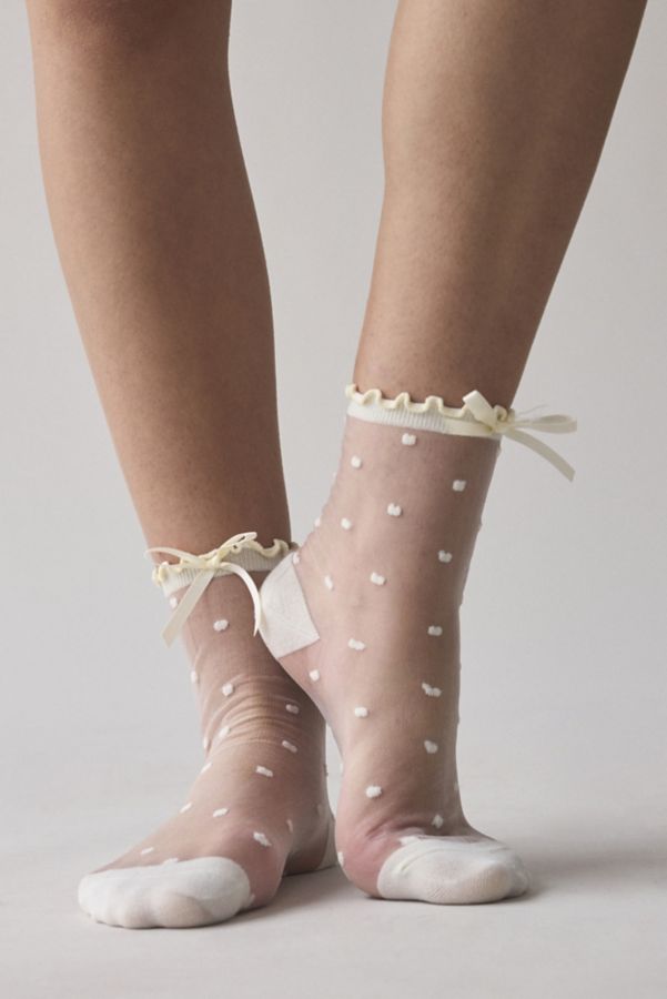 Slide View: 2: Sheer Polka Dot Crew Sock