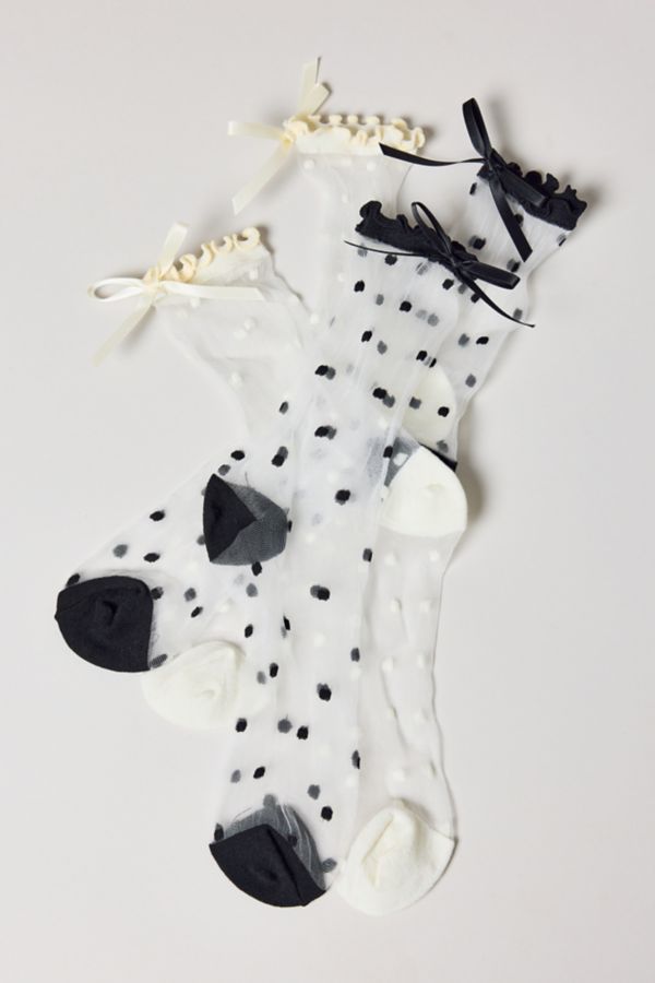 Slide View: 3: Sheer Polka Dot Crew Sock