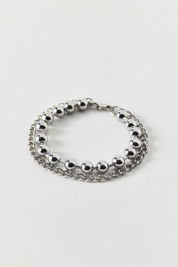 Slide View: 1: Ball Bead Stainless Steel Layered Bracelet