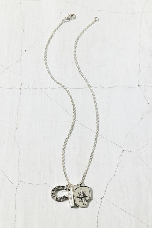 Slide View: 1: Beau Stainless Steel Charm Necklace