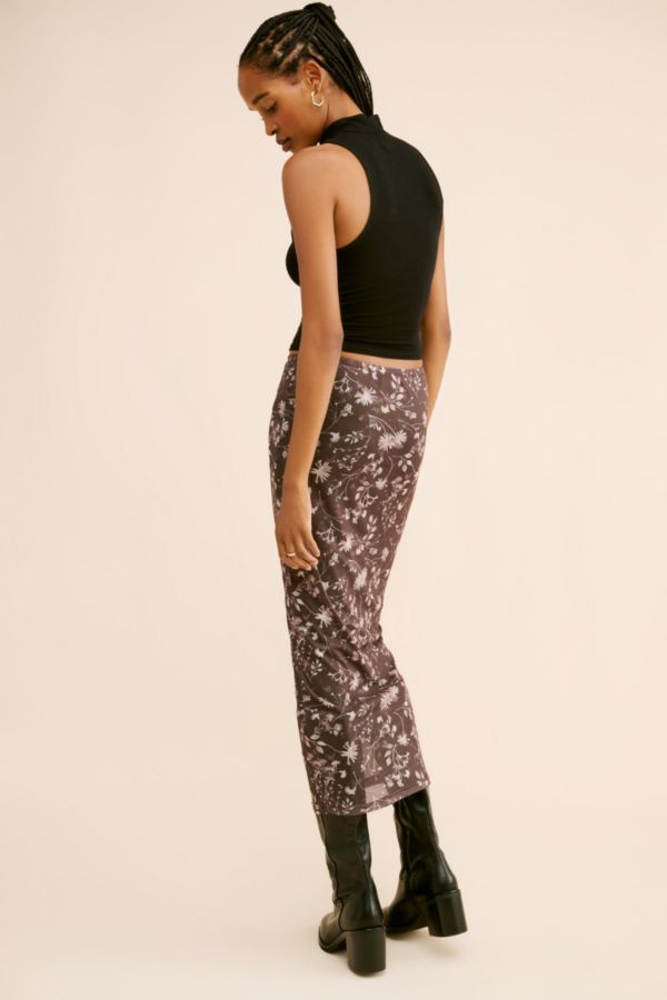 Slide View: 2: Glamorous Floral Fitted Slip Midi Skirt