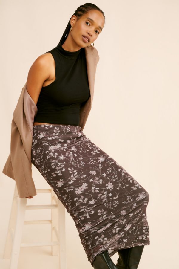 Slide View: 3: Glamorous Floral Fitted Slip Midi Skirt